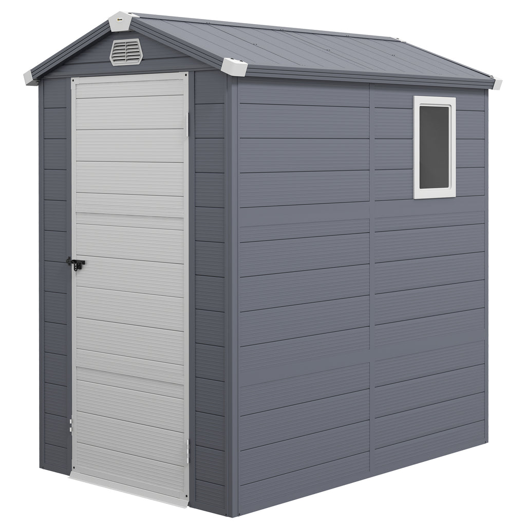 DodiOnline 4.4ft x 6.2ft Aluminium Frame and Plastic Wall Shed, with Foundation - Grey