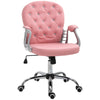 Vinsetto Office Chair Ergonomic 360° Swivel PU Diamante Padded Base 5 Castor Wheels for Home Work Pink