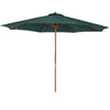 DodiOnline 3(m) Wooden Patio Umbrella, Pulley Operated Garden Parasol with Rope Pulley Mechanism and 8 Ribs, Dark Green