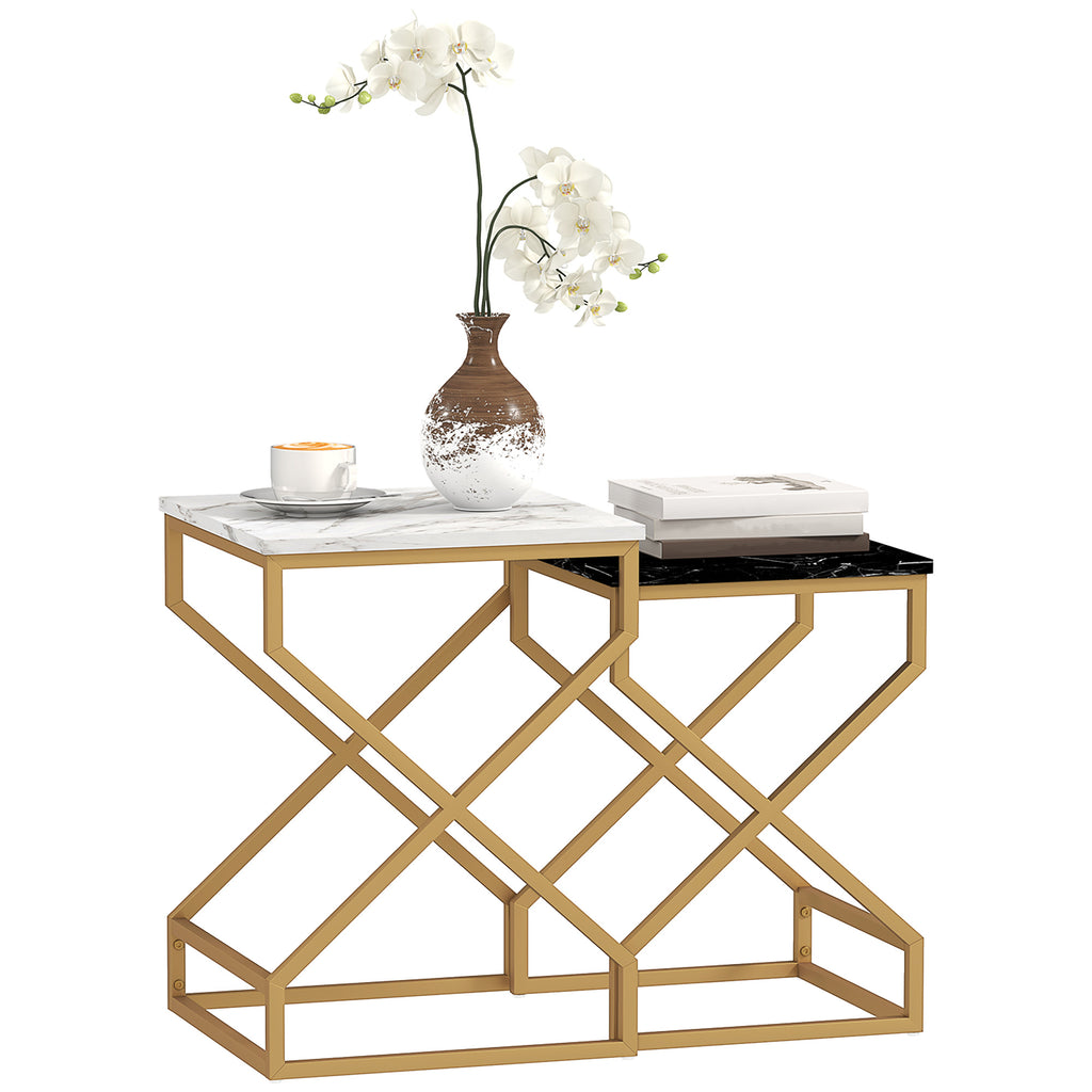 DodiOnline Set of Two Marble-Effect Nesting Tables
