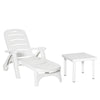 DodiOnline 2pcs Garden Furniture Set Outdoor Furniture Set Dining Table, 1 Lounge Chair and 1 Garden Side Table White