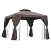 DodiOnline 3 x 3 m Garden Gazebo Double Roof Marquee Patio Wedding Party Tent Canopy Shelter with Sidewalls, (Brown)