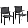 DodiOnline Set of 2 Outdoor Garden Chairs with Steel Frame Texteline Seats for Dining Patio Balcony Black