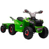 DodiOnline 6V Quad Bike with Back Trailer, Wear-Resistant Wheels, for Ages 18-36 Months, Green