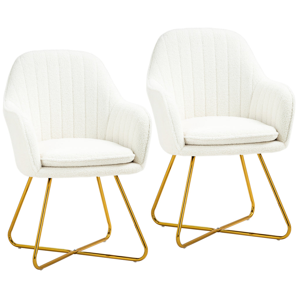 DodiOnline Set of Two Sherpa Fleece Dining Chairs - Cream