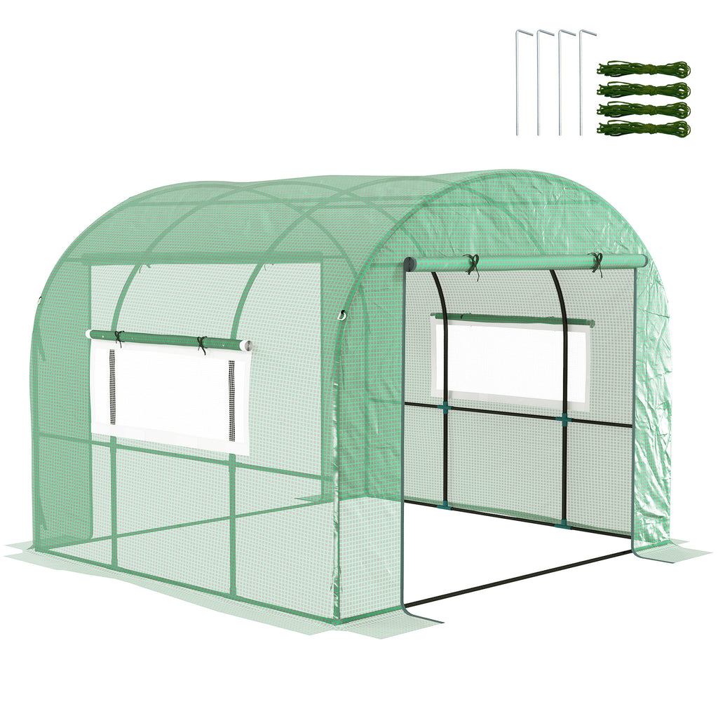 DodiOnline 300 x 300cm Walk-In Polytunnel Greenhouse - Green
