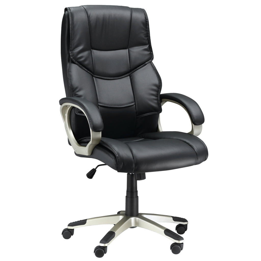 DodiOnline Home Office Chair High Back Computer Desk Chair with Faux Leather Adjustable Height Rocking Function Black