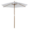 DodiOnline 2.5m Patio Umbrella, Wood Garden Parasol, Sun Shade with 6 Ribs and Top Vent for Outdoor, White