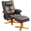 DodiOnline Faux Leather Massage Recliner Chair, with Storage Ottoman - Brown