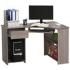 DodiOnline L-Shaped Corner Computer Desk w/ 2 Shelves Wide Worktop Keyboard Tray Drawer & CPU Stand Home Office Study Bedroom Furniture Grey