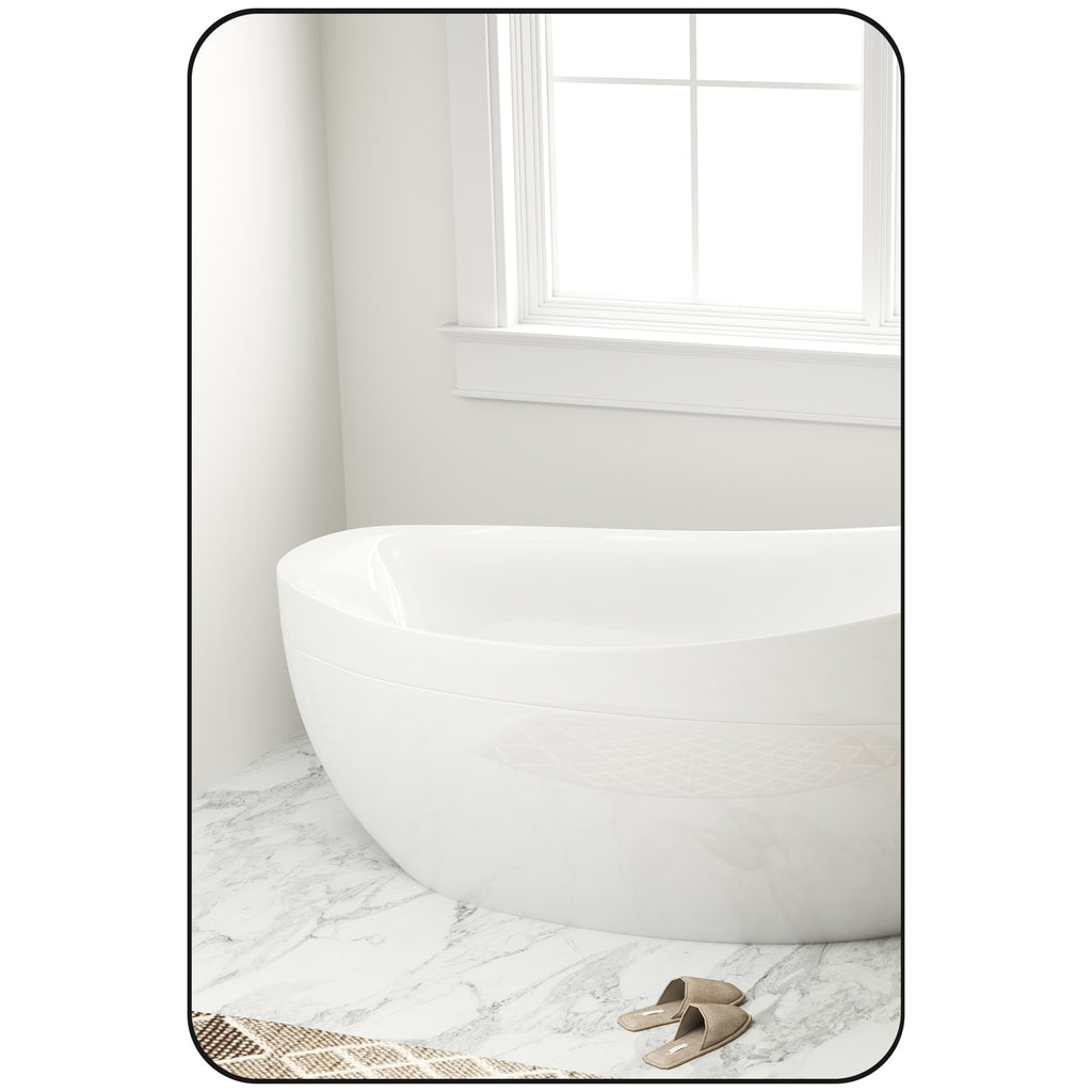 DodiOnline 90 x 60cm Curved Bathroom Mirror - Black