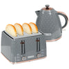 DodiOnline 1.7L 3000W Fast Boil Kettle & 4 Slice Toaster Set, Kettle and Toaster Set with 7 Browning Controls, Crumb Tray, Grey