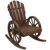 DodiOnline Wooden Adirondack  Rocking Chair Reclining Armchair Outdoor Outdoor Furniture Patio Porch Rocker - Carbonized Wood Colour