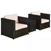 DodiOnline 2-Seater Rattan Sofa  Furniture Set W/Cushions, Steel Frame-Brown