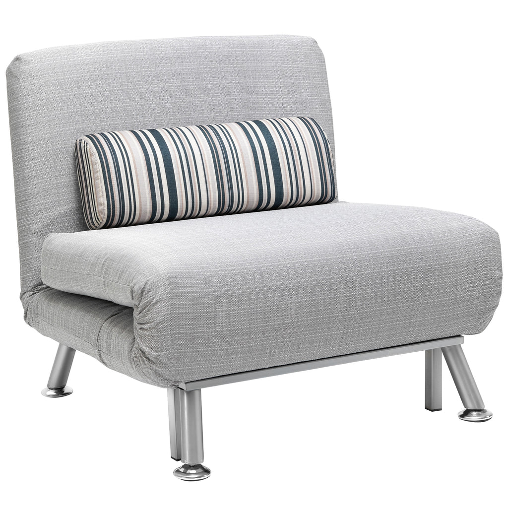 DodiOnline Single Sofa Bed, 1 Person Sleeper Foldable Lounge with Pillow, Grey