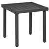 DodiOnline Garden Side Table, 51x51cm Square Patio Coffee Table with Umbrella Hole, End Table with Steel Frame for Balcony, Grey