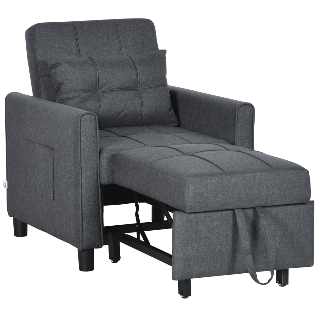 DodiOnline Linen-Look Single Chair Bed - Grey