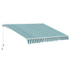 DodiOnline 3 x 2.5m Patio Awning, Anti-UV and Waterproof Sun Shade Canopy with Chain Drive and Hand Crank, Green/White Stripes