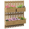 DodiOnline Wall-mounted Wooden Garden Planters with Trellis, Drainage Holes and 3 Planter Boxes for Patio, Carbonised
