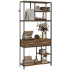 DodiOnline Seven-Shelf Industrial Display Shelf, with Drawers - Brown/Black