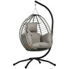 DodiOnline Single Rattan Hanging Egg Chair, with Seat Cushion - Grey