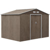 DodiOnline 9 x 6ft Garden Metal Storage Shed, Outdoor Storage Tool House with Vents, Foundation and Lockable Double Doors, Brown