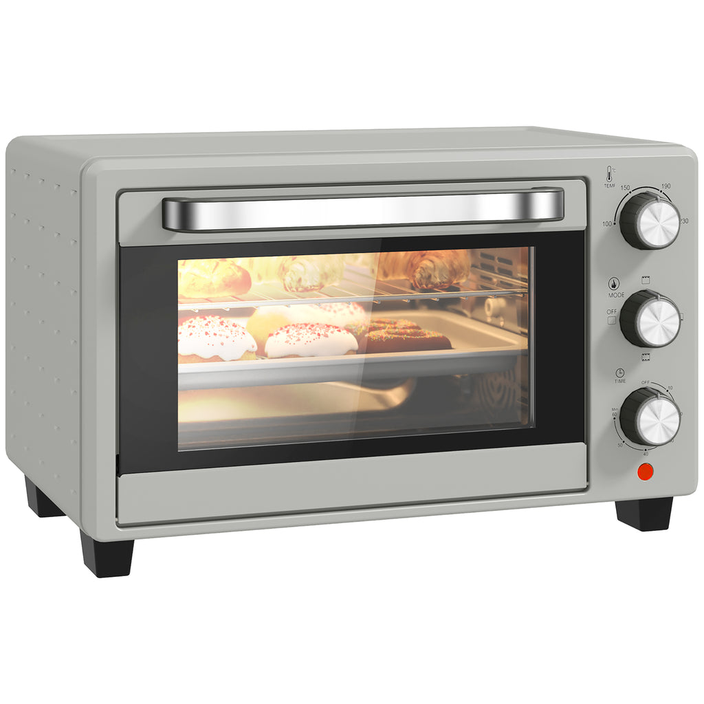 DodiOnline 21L Mini Countertop Oven, 100°C-230°C Adjustable Temp - Silver Tone