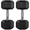 DodiOnline 2x15kg Rubber Hex Dumbbell Portable Hand Weights Dumbbell Home Gym Workout Fitness Hand Dumbbell