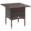 DodiOnline Outdoor Rattan Side Table Coffee Table with Plastic Board, Full Woven Table Top for Patio, Garden, Balcony, Mixed Brown