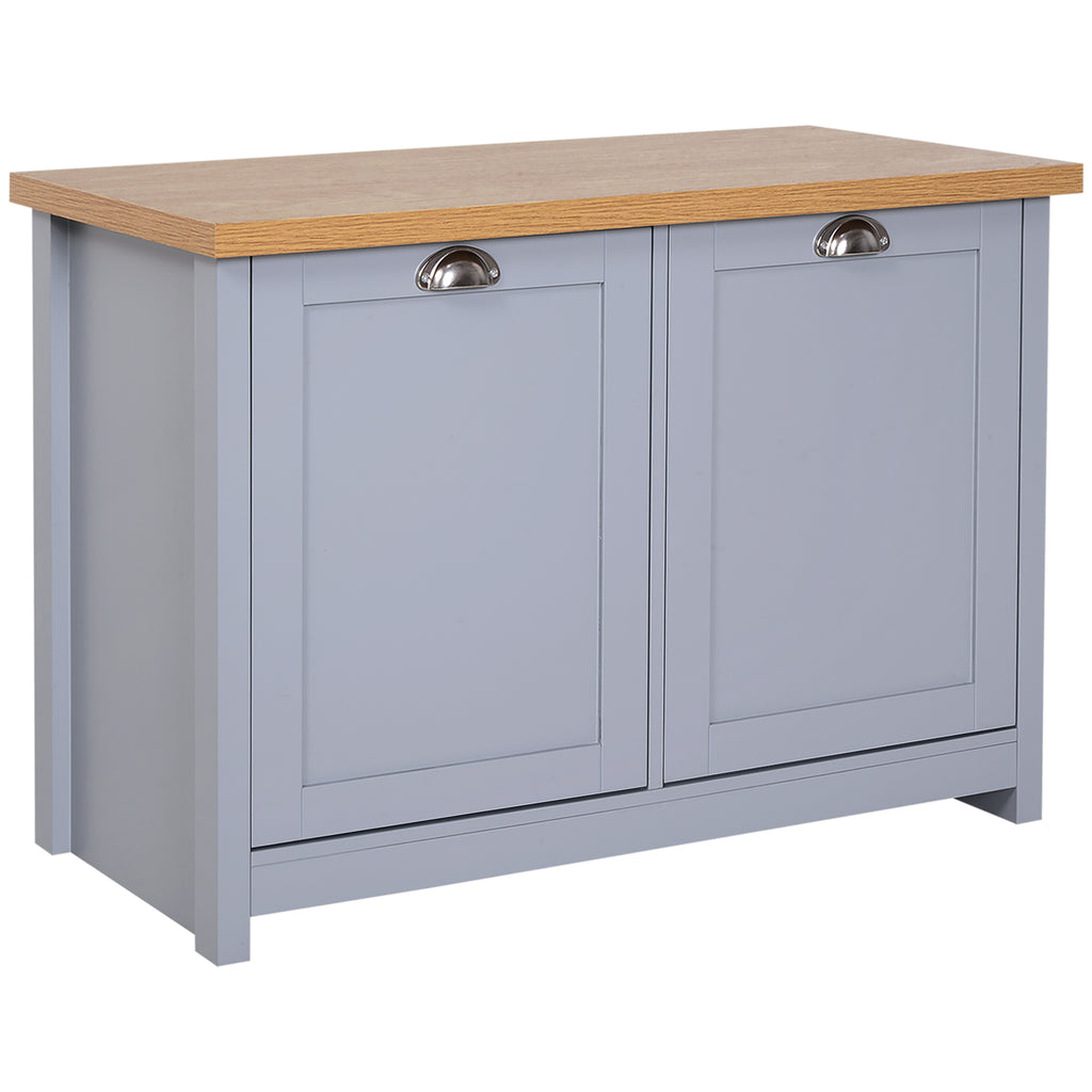 DodiOnline Shoe Cabinet, 2 Doors Shoe Cupboard, Entryway Shoe Bench with Shelf, Storage Organiser for Hallway, Bathroom, Grey