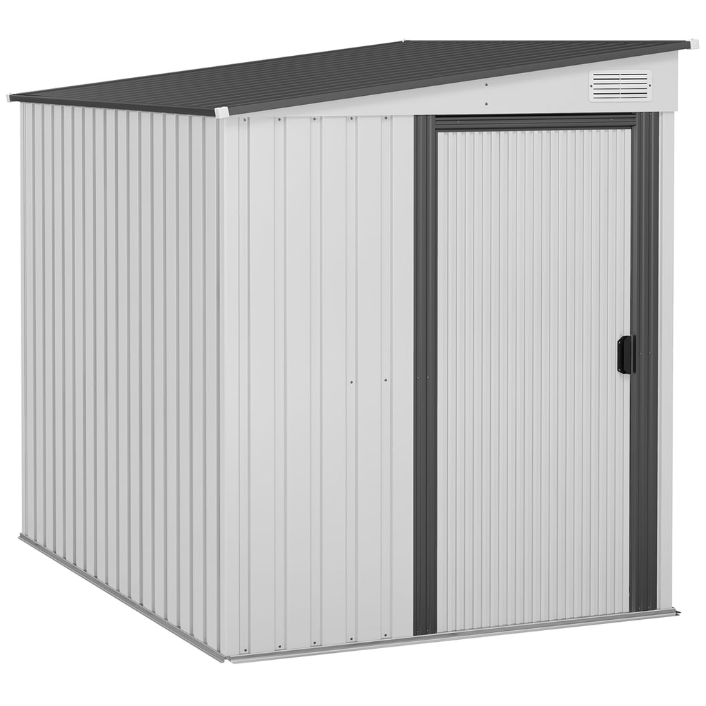 DodiOnline 7 x 5ft Galvanised Metal Shed, with Sliding Door - White