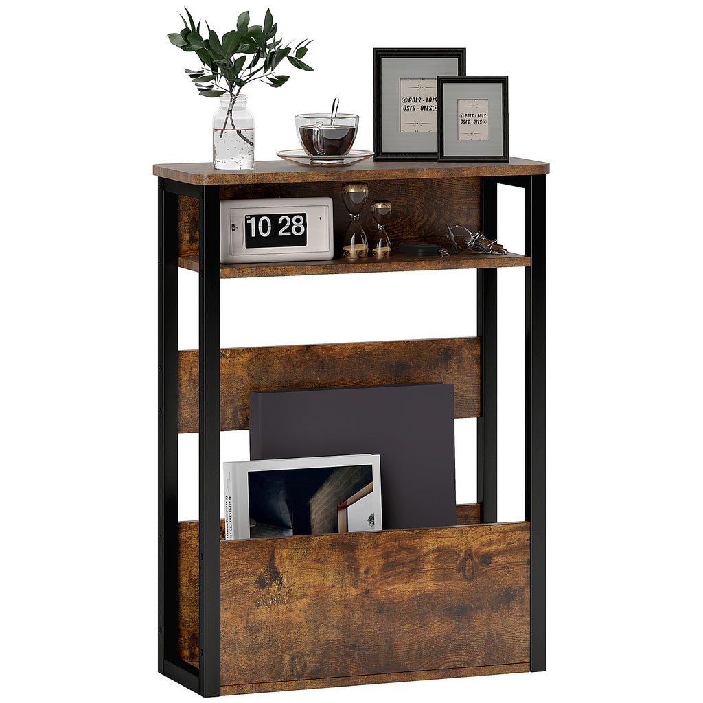 DodiOnline Industrial-Style Side Table - Black/Brown