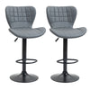 DodiOnline Bar Stools Set of 2 Adjustable Height Swivel Bar Chairs in PU Leather with Backrest & Footrest, Grey