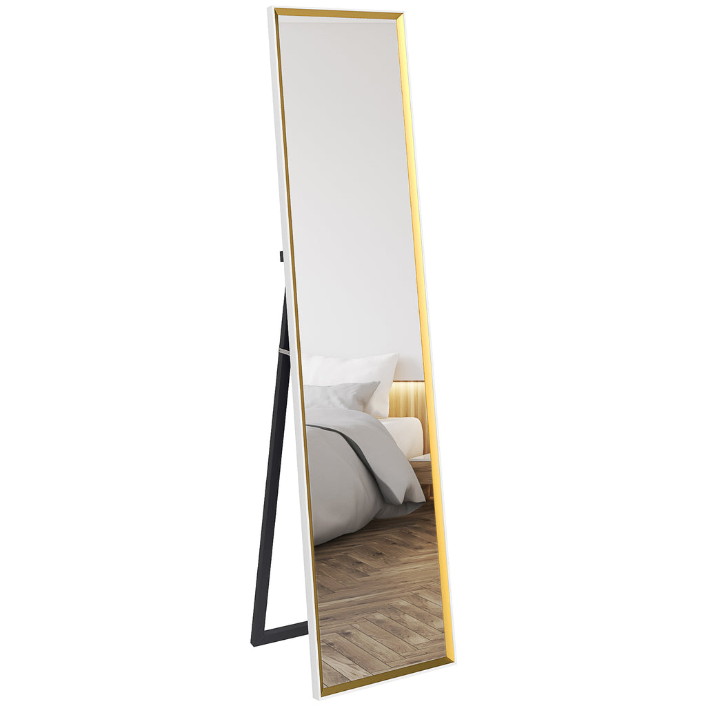 DodiOnline Full Length Mirror, 37 x 157cm Wall Mounted, Leaning, Free Standing Mirror, Framed Full Body Mirror for Living Room, Bedroom, White