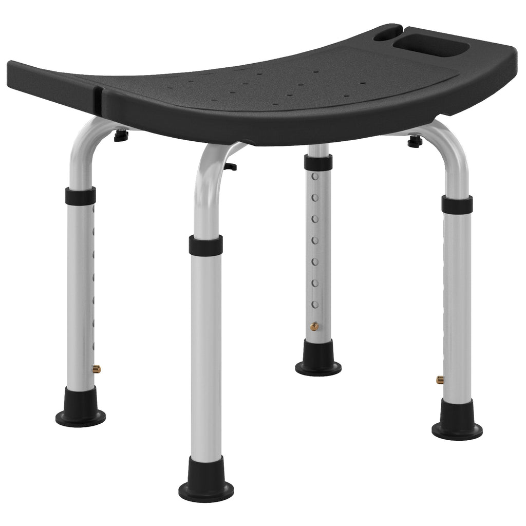 DodiOnline Height Adjustable Bath Stool, Aluminium Shower Stool with Non-Slip Pads for Elderly, Disabled, Seniors, Pregnant, Black