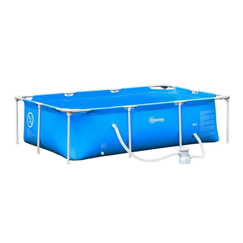 DodiOnline Steel Frame Pool with Filter Pump, Filter Cartridge, Reinforced Sidewalls Rust Resistant Above Ground Swimming Pool 252 x 152 x 65cm, Blue