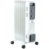 DodiOnline 1500W Oil Filled Radiator, 7 Fin, Portable Electric Heater with 3 Heat Settings, Safety Cut-Off and Wheels, White