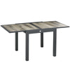 DodiOnline Extending Garden Table, Outdoor Dining Table for 6, Aluminium Frame Rectangular Patio Table with Plastic Board Tabletop,80/160L x 80W x 75H cm, Beige