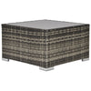 DodiOnline Square PE Wicker Rattan Table with Glass Top - Dark Grey