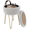 DodiOnline 5L Velvet-Feel Storage Ottoman - Cream White