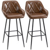DodiOnline Retro Bar Stools Set of 2, Breakfast Bar Chairs with Footrest, Kitchen Stools with Backs and Steel Legs, for Dining Area and Home Bar, Brown