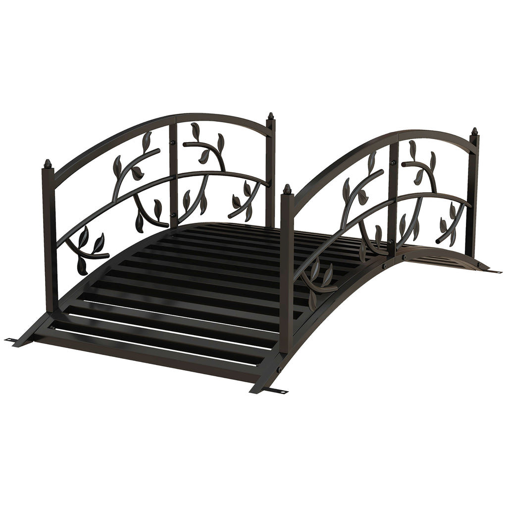 DodiOnline 1.2M Metal Decorative Vine Pattern Arch Garden Bridge, Black