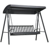 DodiOnline 3-Seat Garden Swing Chair, Outdoor Canopy Swing with Removable Cushion, Adjustable Shade, and Slatted Bench, for Porch, Poolside, Backyard, Dark Grey