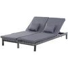 DodiOnline 2 Seater Rattan Lounger Adjustable Double Chaise Chair Loveseat w/ Cushion - Grey