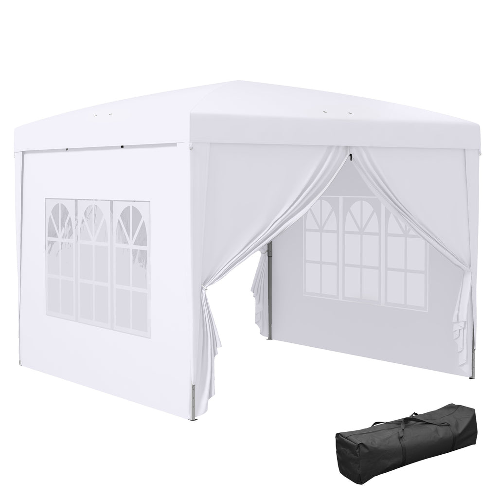 DodiOnline 3 x 3m Pop Up Gazebo, Wedding Party Canopy Tent Marquee with Carry Bag and Windows, White