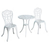 DodiOnline 3 Pieces Antique Garden Bistro Set for 2, Cast Aluminium Garden Furniture Set with Umbrella Hole, White