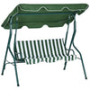 DodiOnline 3 Seater Garden Swing Seat Chair Outdoor Bench with Adjustable Canopy and Metal Frame, Green Stripes