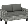DodiOnline Two-Seater Rattan Outdoor Sofa - Light Grey
