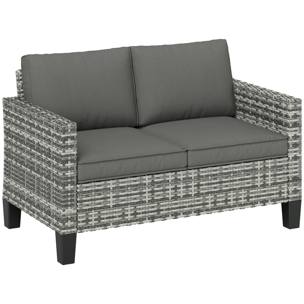 DodiOnline Two-Seater Rattan Outdoor Sofa - Light Grey