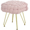 DodiOnline Velvet-Feel Bold Woven Footstool - Pink